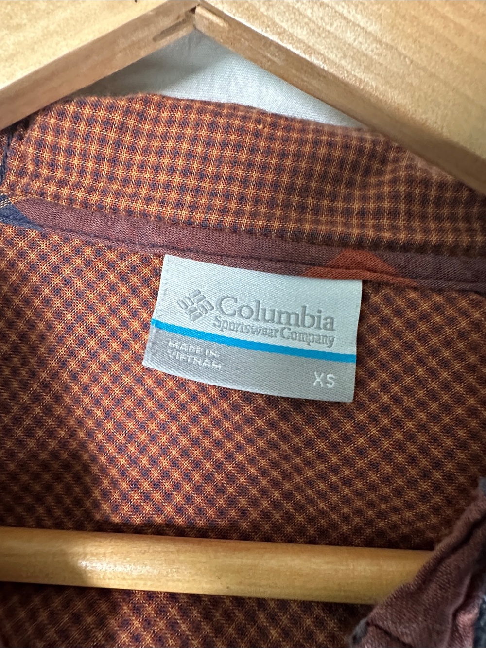 Plaid Hooded Button-Front Jacket - Rust & Navy - Picture 2 of 3